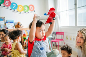 Toddler with toy